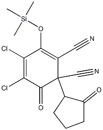 2,3-Dichloro-5,6-dicyano-4-(trimethylsilyloxy)-6-(2-oxocyclopentyl)-2,4-cyclohexadien-1-one Structure