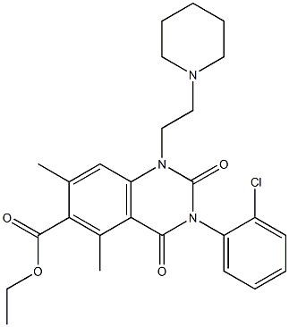 1,2,3,4-Tetrahydro-3-(2-chlorophenyl)-1-(2-piperidinoethyl)-5,7-dimethyl-2,4-dioxoquinazoline-6-carboxylic acid ethyl ester 구조식 이미지