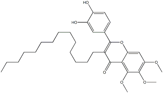 2-(3,4-Dihydroxyphenyl)-5,6,7-trimethoxy-3-tetradecyl-4H-1-benzopyran-4-one 구조식 이미지