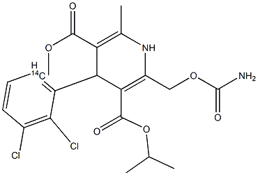 4-(2,3-Dichlorophenyl)-1,4-dihydro-2-[[(carbamoyl)oxy]methyl]-6-methyl-3,5-(6-14C)pyridinedicarboxylic acid 3-isopropyl 5-methyl ester 구조식 이미지