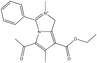 5-Acetyl-7-ethoxycarbonyl-2,6-dimethyl-3-(phenyl)-1H-pyrrolo[1,2-c]imidazol-2-ium Structure