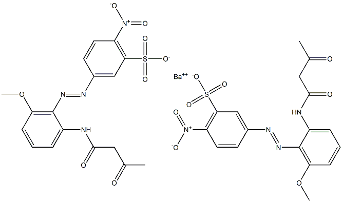 Bis[3-[2-(1,3-dioxobutylamino)-6-methoxyphenylazo]-6-nitrobenzenesulfonic acid]barium salt Structure