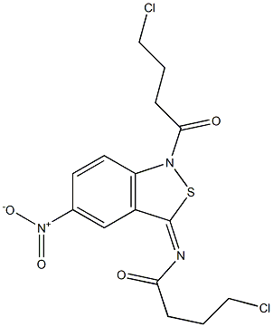 5-Nitro-1-(4-chlorobutyryl)-3(1H)-(4-chlorobutyryl)imino-2,1-benzisothiazole 구조식 이미지