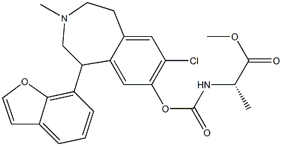 [(S)-1-(Methoxycarbonyl)ethyl]carbamic acid [[7-chloro-3-methyl-1-(benzofuran-7-yl)-2,3,4,5-tetrahydro-1H-3-benzazepin]-8-yl] ester 구조식 이미지