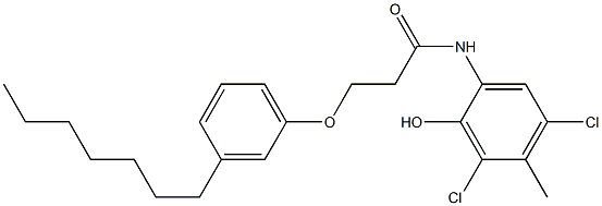 2-[3-(3-Heptylphenoxy)propanoylamino]-4,6-dichloro-5-methylphenol 구조식 이미지