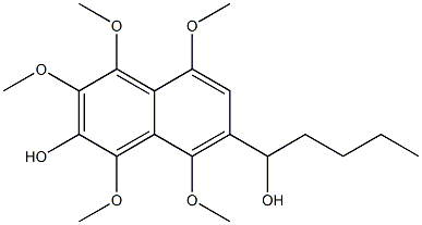 1,3,4,5,8-Pentamethoxy-7-(1-hydroxypentyl)naphthalen-2-ol 구조식 이미지