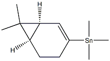 [1R,6R,(-)]-3-(Trimethylstannyl)-7,7-dimethylbicyclo[4.1.0]hepta-2-ene 구조식 이미지