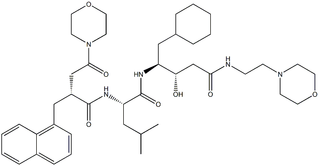 (3S,4S)-3-Hydroxy-5-cyclohexyl-4-[[(2S)-4-methyl-2-[[(2R)-2-(morpholinocarbonylmethyl)-3-(1-naphthalenyl)propionyl]amino]valeryl]amino]-N-(2-morpholinoethyl)valeramide Structure