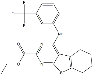 5,6,7,8-Tetrahydro-4-[3-(trifluoromethyl)phenylamino][1]benzothieno[2,3-d]pyrimidine-2-carboxylic acid ethyl ester 구조식 이미지