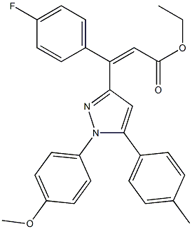 (Z)-3-(4-Fluorophenyl)-3-[[1-(4-methoxyphenyl)-5-(4-methylphenyl)-1H-pyrazol]-3-yl]propenoic acid ethyl ester 구조식 이미지