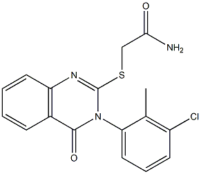 2-(2-Amino-2-oxoethylthio)-3-(3-chloro-2-methylphenyl)-quinazolin-4(3H)-one 구조식 이미지