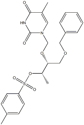 1-[[(1R,2S)-1-[(Benzyloxy)methyl]-2-[(p-tolylsulfonyl)oxy]propoxy]methyl]thymine 구조식 이미지