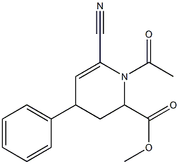 2-(Methoxycarbonyl)-1-acetyl-1,2,3,4-tetrahydro-4-phenylpyridine-6-carbonitrile 구조식 이미지