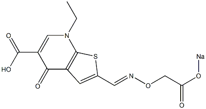 2-[[(Sodiooxycarbonyl)methoxy]iminomethyl]-7-ethyl-4,7-dihydro-4-oxothieno[2,3-b]pyridine-5-carboxylic acid Structure