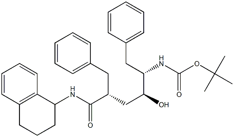 (2R,4S,5S)-2-Benzyl-5-(tert-butyloxycarbonylamino)-N-[(1,2,3,4-tetrahydronaphthalen)-1-yl]-4-hydroxy-6-phenylhexanamide Structure