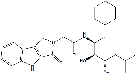 N-[(1S,2S,3S)-1-Cyclohexylmethyl-2,3-dihydroxy-5-methylhexyl]-1,2,3,4-tetrahydro-3-oxopyrrolo[3,4-b]indole-2-acetamide Structure