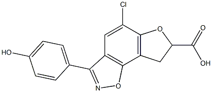 5-Chloro-7,8-dihydro-3-(4-hydroxyphenyl)furo[2,3-g][1,2]benzisoxazole-7-carboxylic acid 구조식 이미지