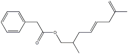 Phenylacetic acid 2,7-dimethyl-4,7-octadienyl ester Structure