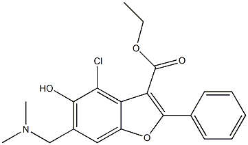 4-Chloro-6-(dimethylaminomethyl)-5-hydroxy-2-phenyl-3-benzofurancarboxylic acid ethyl ester 구조식 이미지