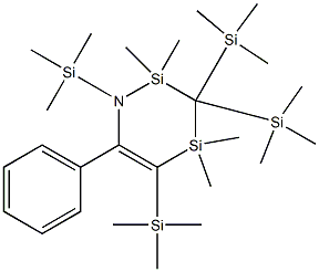 2,2,4,4-Tetramethyl-6-phenyl-1,3,3,5-tetrakis(trimethylsilyl)-1-aza-2,4-disila-5-cyclohexene 구조식 이미지