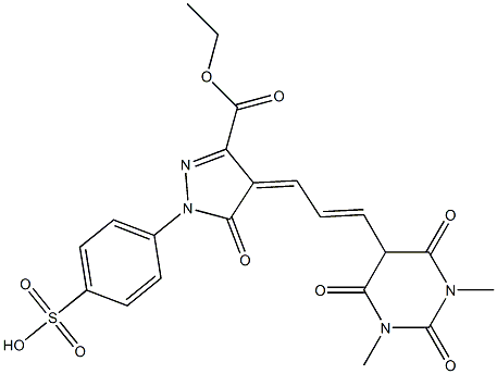 4-[3-[(Hexahydro-1,3-dimethyl-2,4,6-trioxopyrimidin)-5-yl]-2-propenylidene]-4,5-dihydro-5-oxo-1-(4-hydroxysulfonylphenyl)-1H-pyrazole-3-carboxylic acid ethyl ester 구조식 이미지