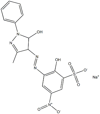 2-Hydroxy-3-(5-hydroxy-3-methyl-1-phenyl-2-pyrazolin-4-ylazo)-5-nitrobenzenesulfonic acid sodium salt 구조식 이미지