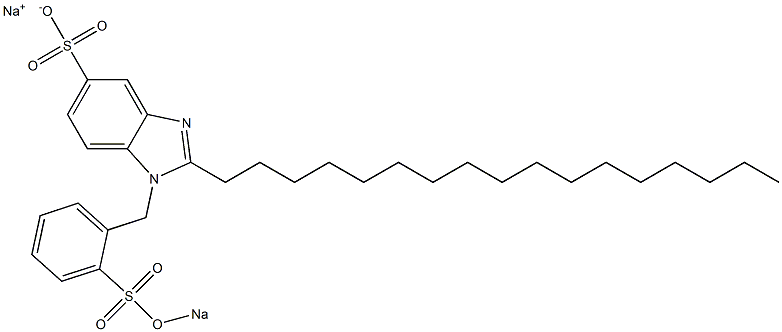 1-[2-(Sodiooxysulfonyl)benzyl]-2-heptadecyl-1H-benzimidazole-5-sulfonic acid sodium salt Structure