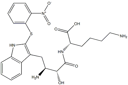 N2-[(2R,3S)-3-Amino-2-hydroxy-4-[2-[(2-nitrophenyl)thio]-1H-indol-3-yl]butyryl]-L-lysine 구조식 이미지