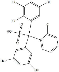 (2-Chlorophenyl)(2,3,5-trichlorophenyl)(3,5-dihydroxyphenyl)methanesulfonic acid 구조식 이미지