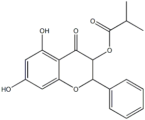 Isobutyric acid (2,4-dihydro-5,7-dihydroxy-4-oxo-2-phenyl-3H-1-benzopyran)-3-yl ester Structure