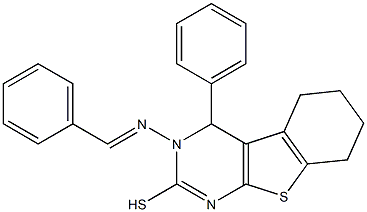 3,4,5,6,7,8-Hexahydro-3-(benzylideneamino)-4-phenyl[1]benzothieno[2,3-d]pyrimidine-2-thiol Structure