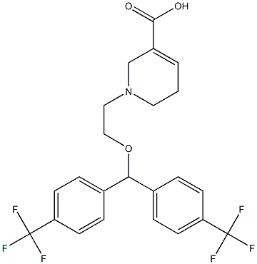 1-[2-[Bis[4-(trifluoromethyl)phenyl]methoxy]ethyl]-1,2,5,6-tetrahydro-3-pyridinecarboxylic acid 구조식 이미지