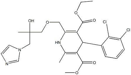2-[[2-Hydroxy-3-(1H-imidazol-1-yl)-2-methylpropyloxy]methyl]-4-(2,3-dichlorophenyl)-1,4-dihydro-6-methylpyridine-3,5-dicarboxylic acid 3-ethyl 5-methyl ester 구조식 이미지
