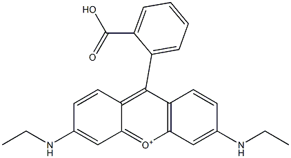 9-(2-Carboxyphenyl)-3,6-bis(ethylamino)xanthylium 구조식 이미지