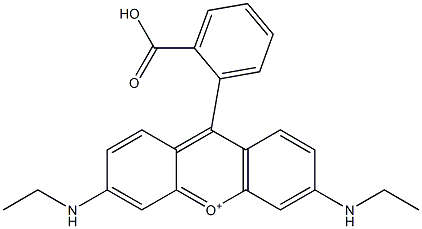 9-(2-Carboxyphenyl)-3,6-bis(ethylamino)xanthylium Structure