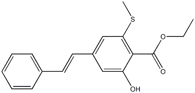 4-[(E)-2-Phenylethenyl]-2-hydroxy-6-(methylthio)benzoic acid ethyl ester Structure