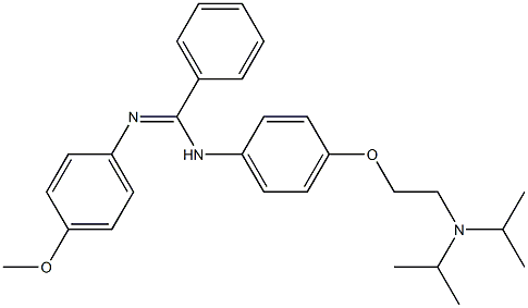 N-[4-[2-(Diisopropylamino)ethoxy]phenyl]-N'-(4-methoxyphenyl)benzamidine 구조식 이미지