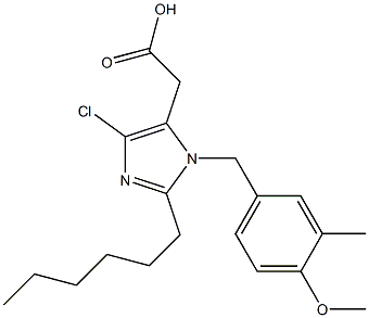 4-Chloro-2-hexyl-1-(3-methyl-4-methoxybenzyl)-1H-imidazole-5-acetic acid 구조식 이미지