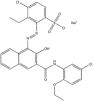 4-Chloro-3-ethyl-2-[[3-[[(3-chloro-6-ethoxyphenyl)amino]carbonyl]-2-hydroxy-1-naphtyl]azo]benzenesulfonic acid sodium salt 구조식 이미지