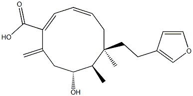 (1E,3Z,6R,7R,8R)-8-Hydroxy-6-[2-(3-furyl)ethyl]-6,7-dimethyl-10-methylene-1,3-cyclodecadiene-1-carboxylic acid 구조식 이미지