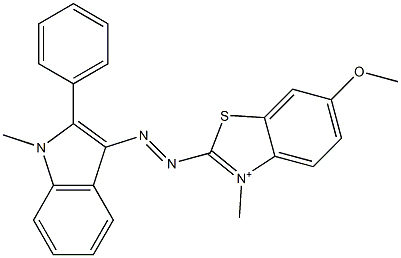 2-(1-Methyl-2-phenyl-1H-indol-3-ylazo)-3-methyl-6-methoxybenzothiazol-3-ium Structure