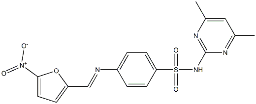 4-[(5-Nitro-2-furanyl)methyleneamino]-N-(4,6-dimethylpyrimidin-2-yl)benzenesulfonamide 구조식 이미지