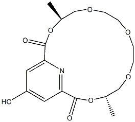 (4S,14S)-19-Hydroxy-4,14-dimethyl-3,6,9,12,15-pentaoxa-21-azabicyclo[15.3.1]henicosa-1(21),17,19-triene-2,16-dione 구조식 이미지