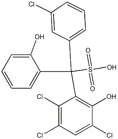 (3-Chlorophenyl)(2,3,5-trichloro-6-hydroxyphenyl)(2-hydroxyphenyl)methanesulfonic acid 구조식 이미지