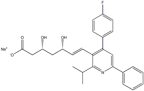 (3R,5S,6E)-3,5-Dihydroxy-7-[4-(4-fluorophenyl)-2-isopropyl-6-phenyl-3-pyridinyl]-6-heptenoic acid sodium salt Structure