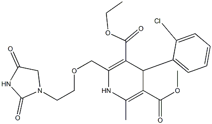 4-(2-Chlorophenyl)-1,4-dihydro-2-[2-(2,4-dioxo-1-imidazolidinyl)ethoxymethyl]-6-methylpyridine-3,5-dicarboxylic acid 3-ethyl 5-methyl ester 구조식 이미지