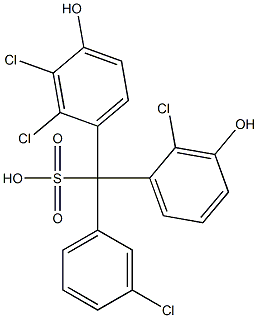 (3-Chlorophenyl)(2-chloro-3-hydroxyphenyl)(2,3-dichloro-4-hydroxyphenyl)methanesulfonic acid 구조식 이미지