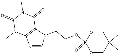 2-[2-(1,2,3,6-Tetrahydro-1,3-dimethyl-2,6-dioxo-7H-purin-7-yl)ethyloxy]-5,5-dimethyl-1,3,2-dioxaphosphorinane-2-oxide 구조식 이미지