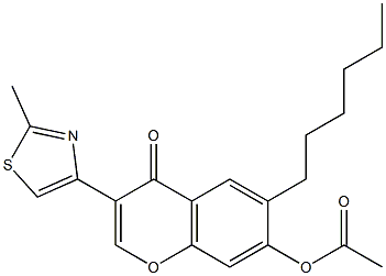 6-Hexyl-7-hydroxy-3-(2-methylthiazol-4-yl)chromone acetate 구조식 이미지