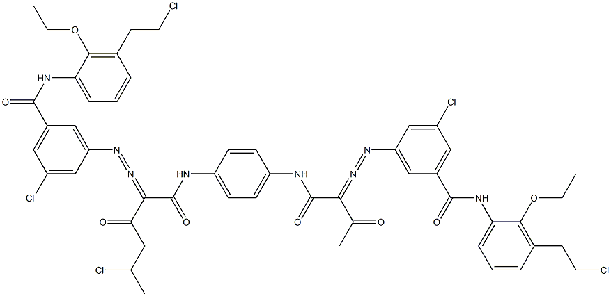 3,3'-[2-(1-Chloroethyl)-1,4-phenylenebis[iminocarbonyl(acetylmethylene)azo]]bis[N-[3-(2-chloroethyl)-2-ethoxyphenyl]-5-chlorobenzamide] 구조식 이미지